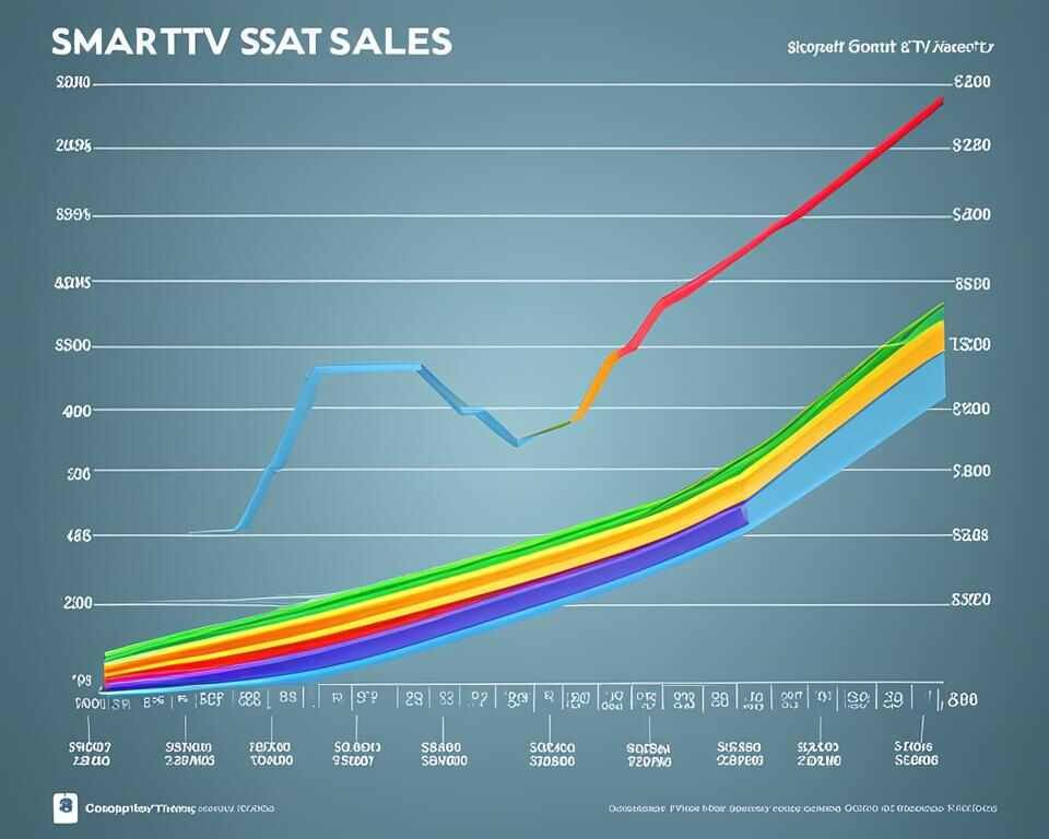 A graph showing the growth of Smart TV sales over a span of 5 years.